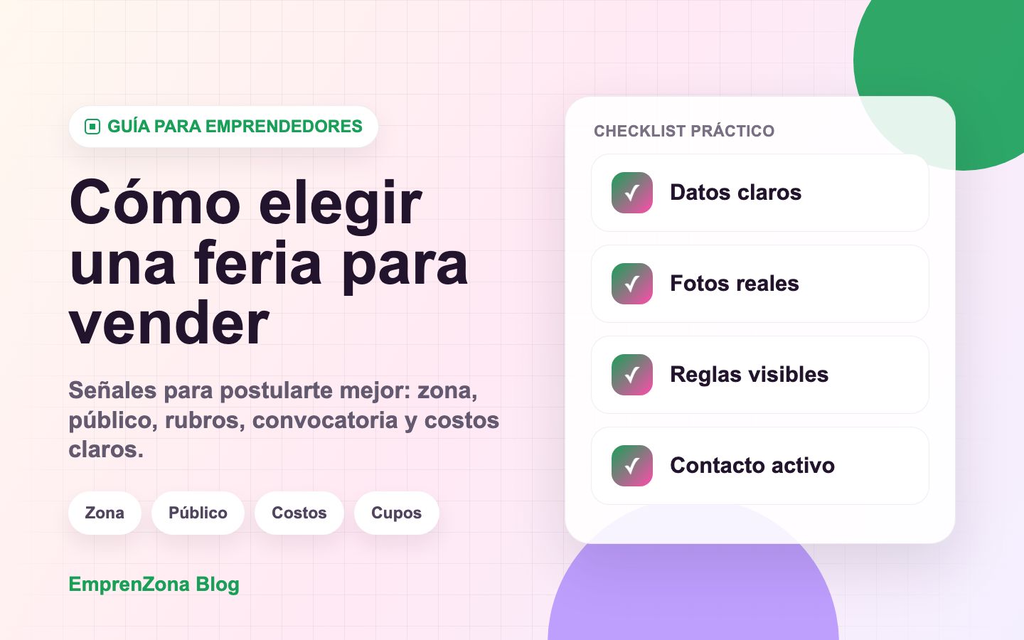 Guía visual para elegir una feria para vender como emprendedor